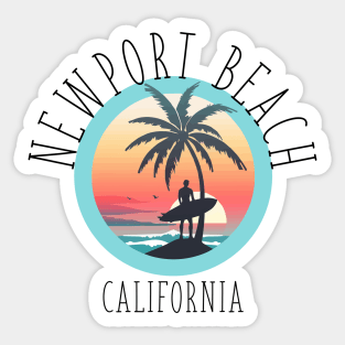 Newport Beach - California (with Black Lettering) Sticker